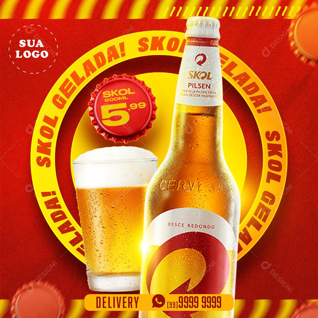 Skol Gelada Delivery Social Media PSD Editável