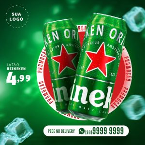 Heineken Latão Bares Bebidas Social Media PSD Editável
