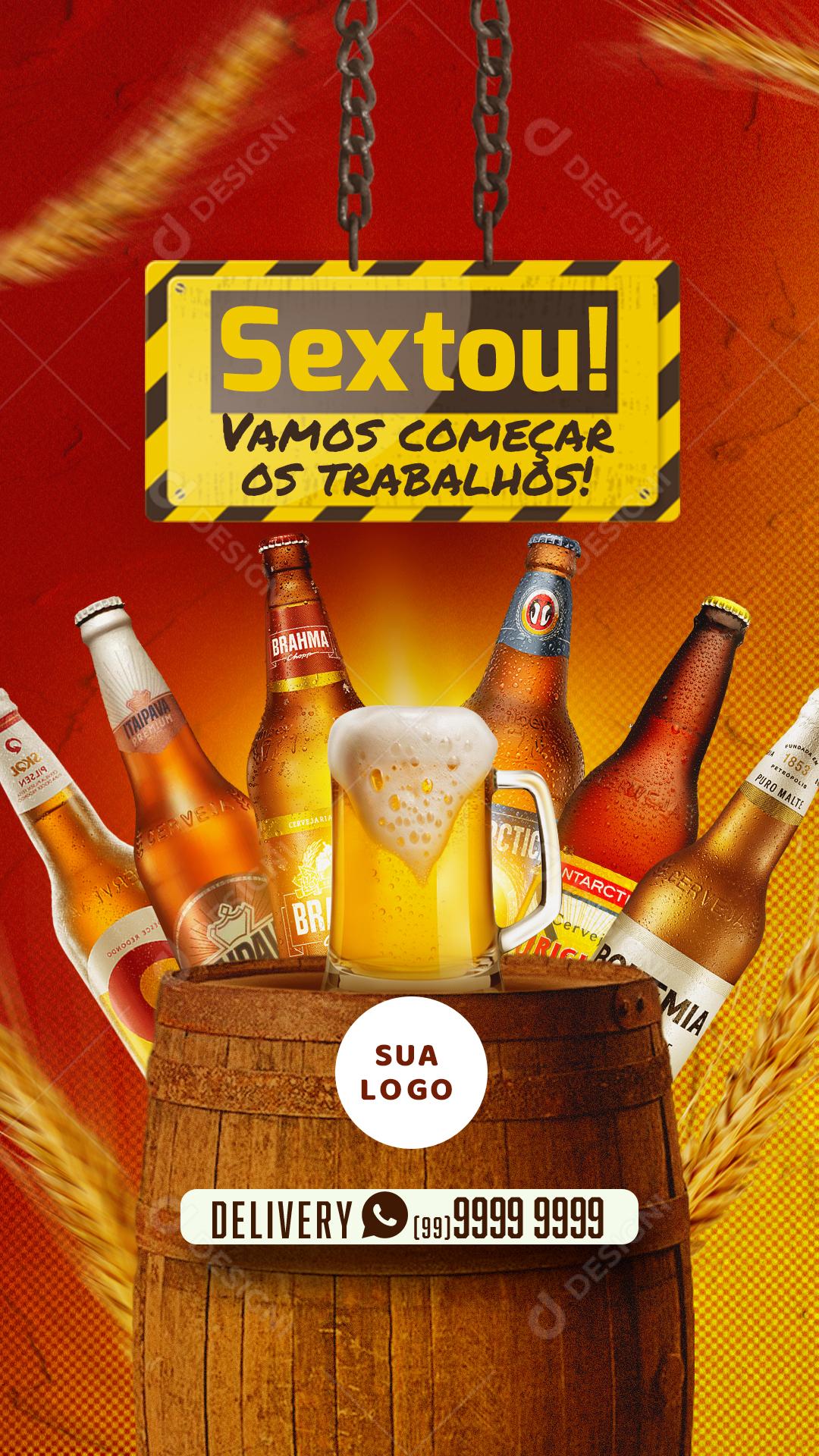Sextou com Variedade em Cerveja Stories Social Media PSD Editável
