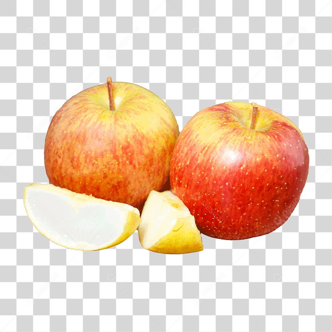 Two Whole Apples With Some Pieces PNG Transparent No Background