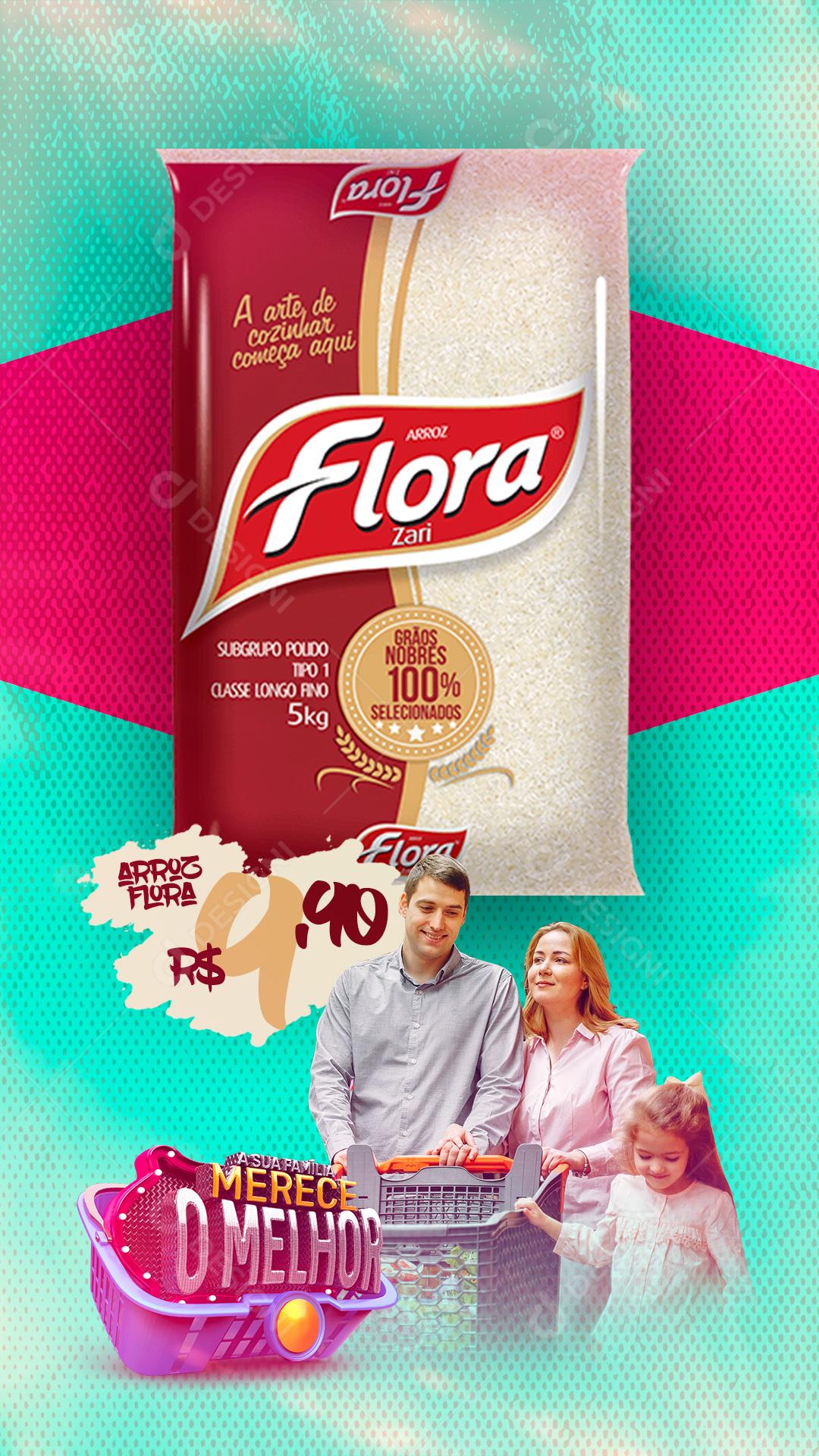 Post Story Supermercado Sua Família Merece o Melhor Produto Social Media PSD Editável