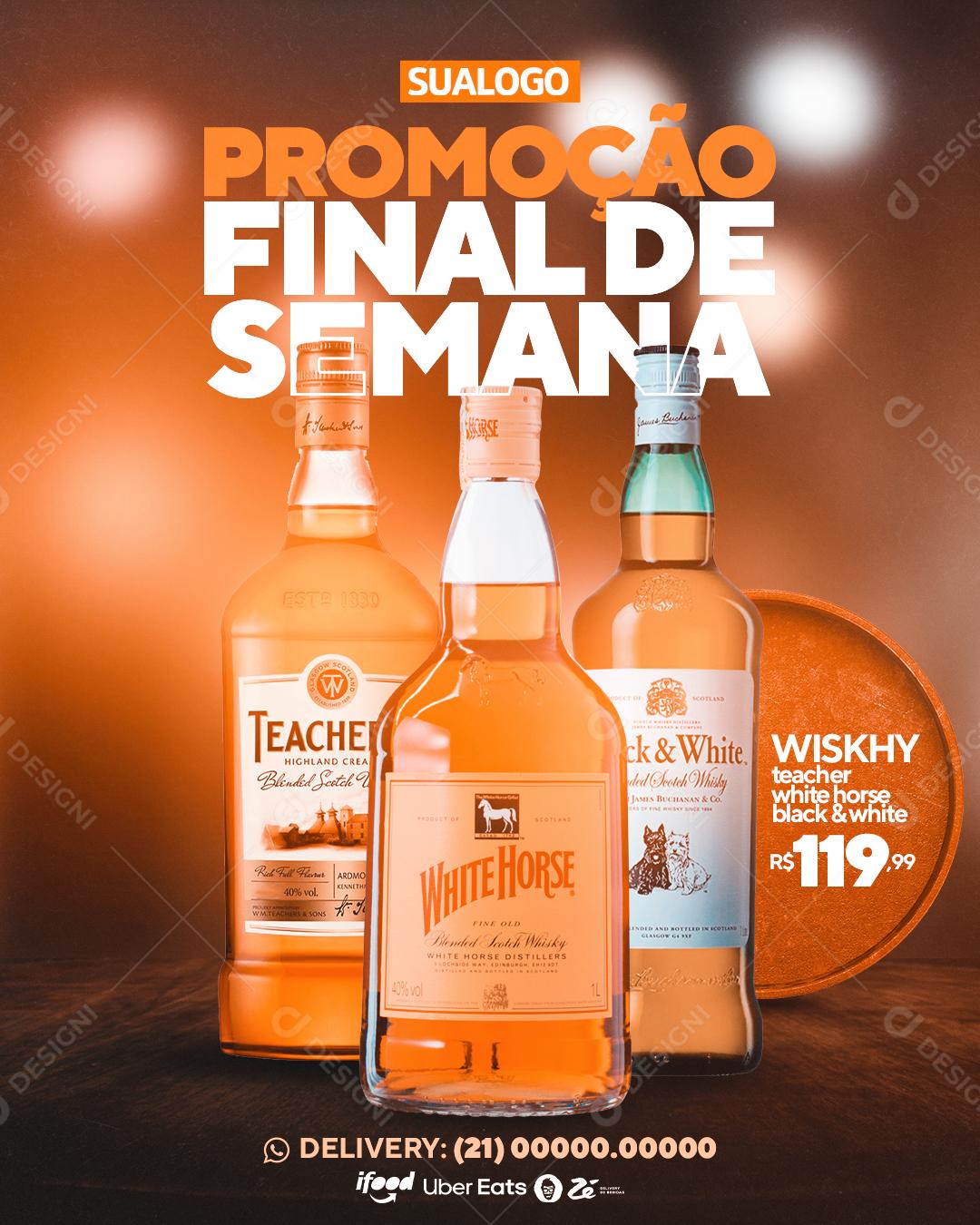 Post Distribuidora Promoção Final de Semana Bebidas Social Media PSD Editável