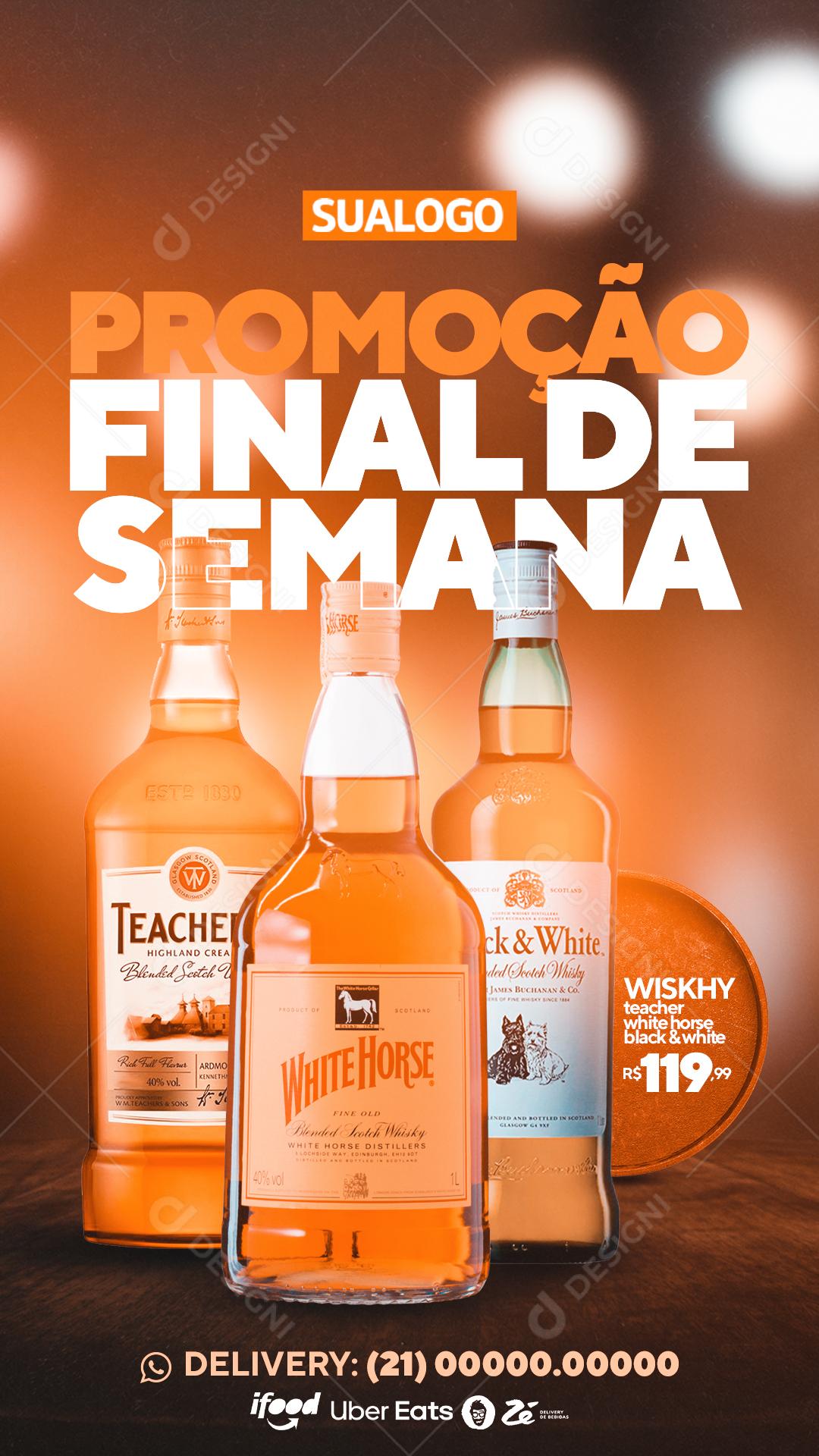 Post Story Distribuidora Promoção Final de Semana Bebidas Social Media PSD Editável