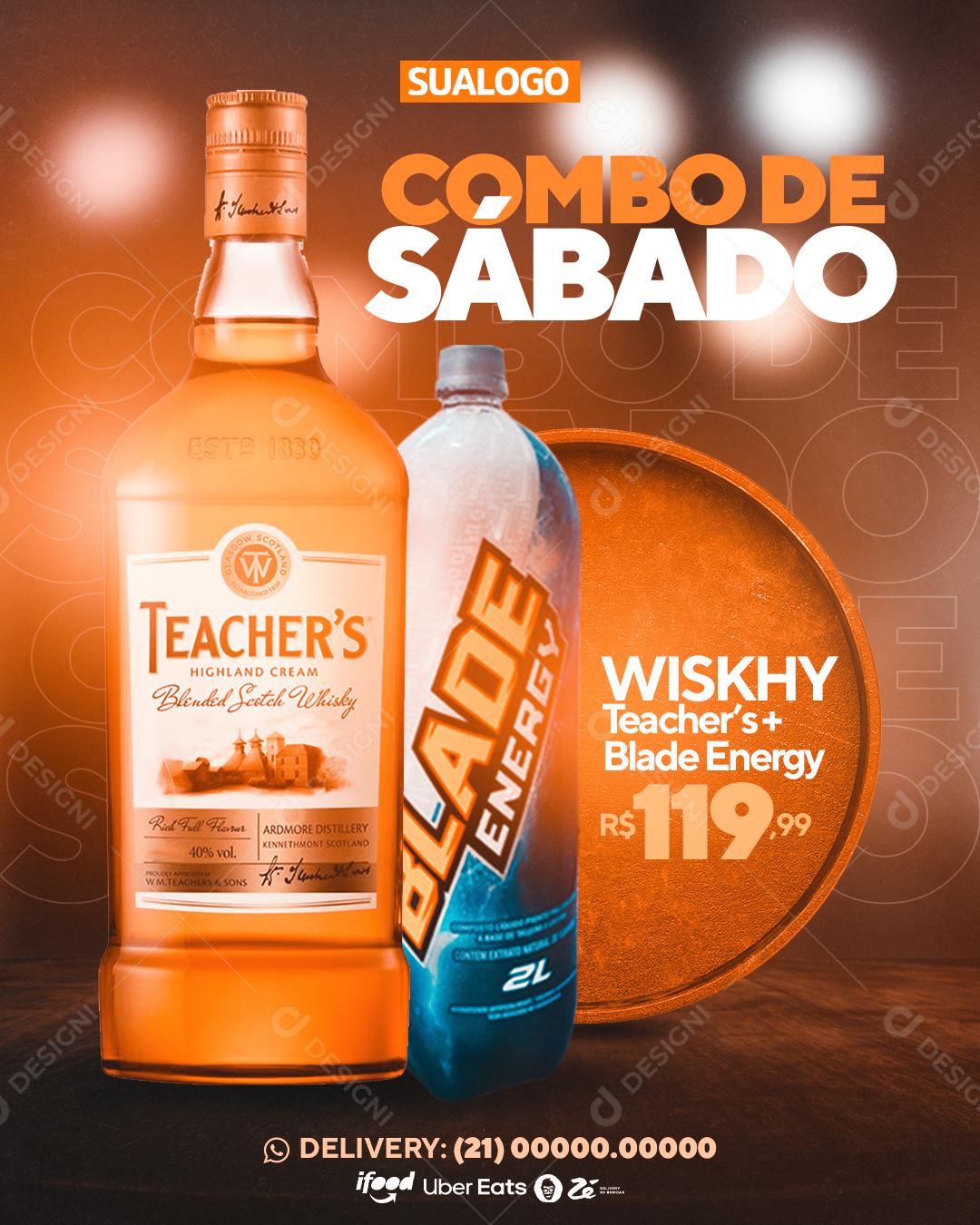 Post Distribuidora Combo de Sábado Bebidas Social Media PSD Editável