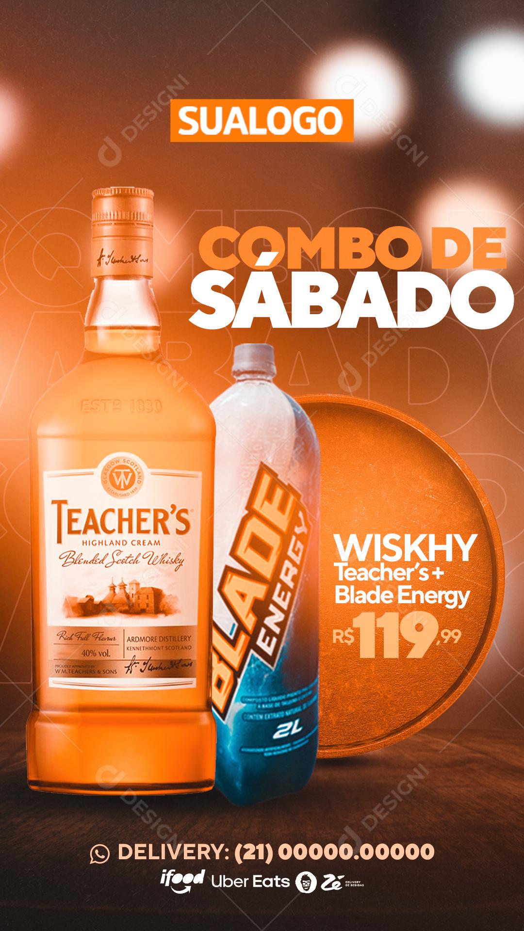 Post Story Distribuidora Combo de Sábado Bebidas Social Media PSD Editável