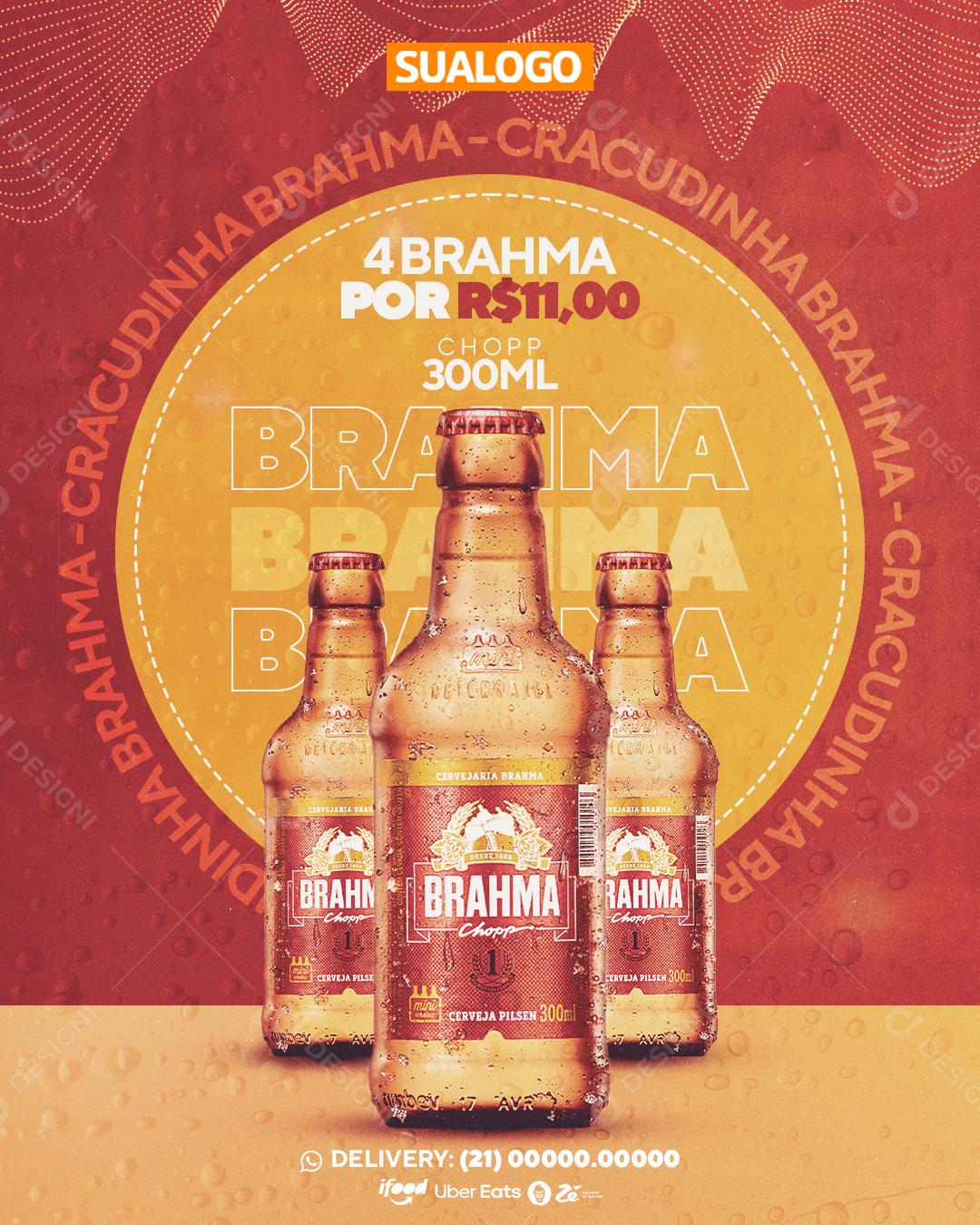 Post Distribuidora Cerveja Brahma Social Media PSD Editável