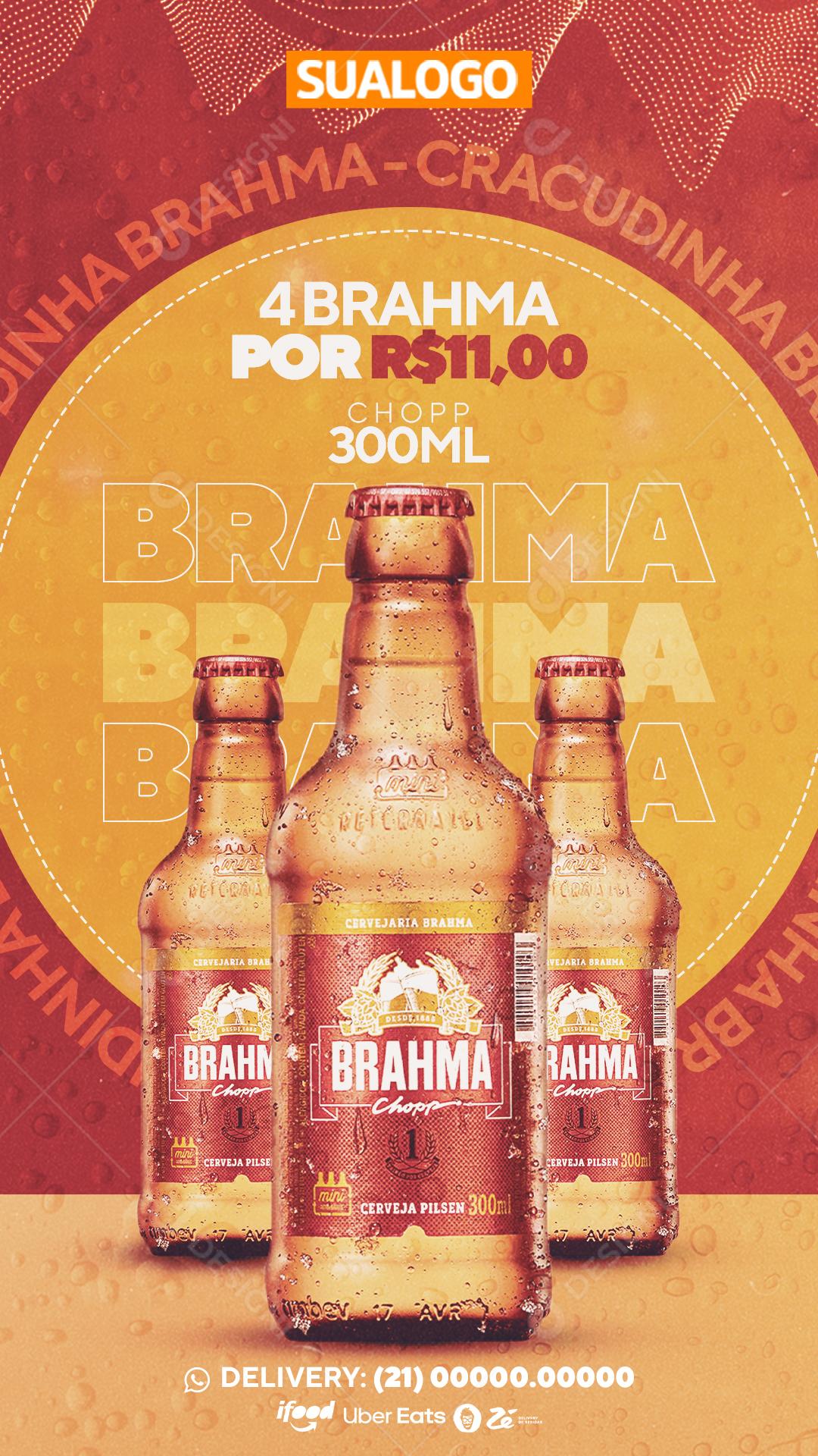 Post Story Distribuidora Cerveja Brahma Social Media PSD Editável