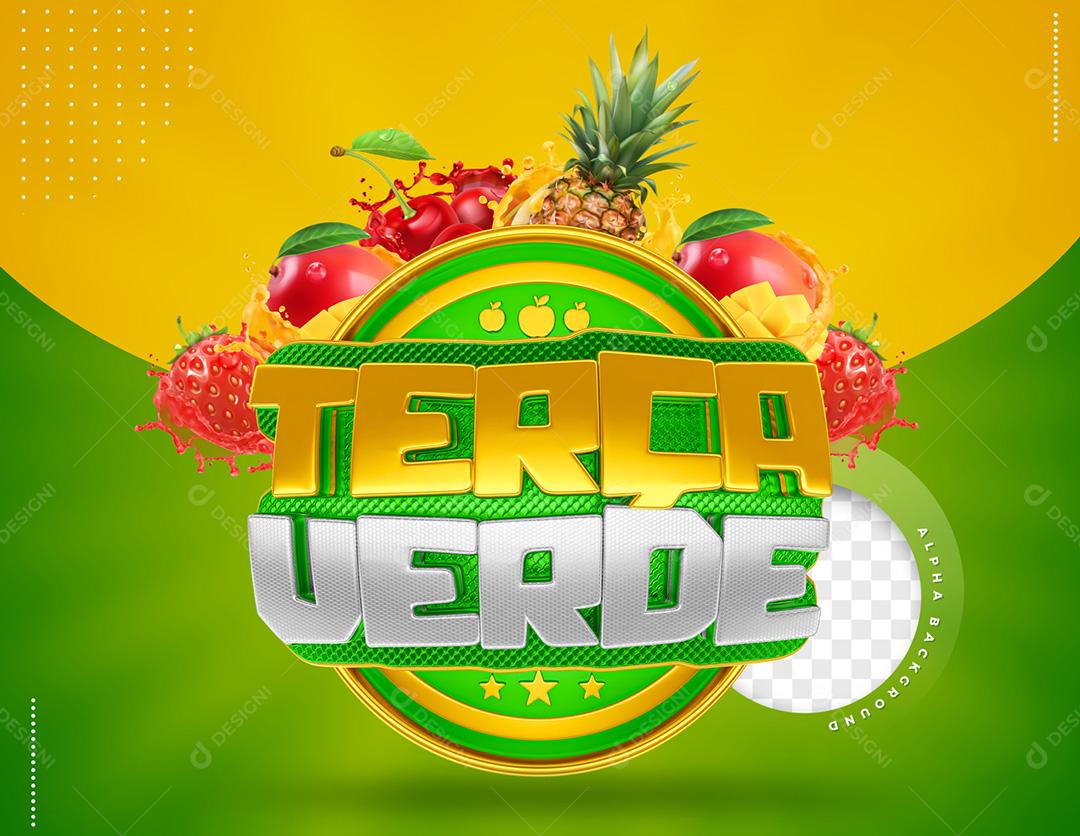 Terça Verde Selo 3D Para Composição PSD