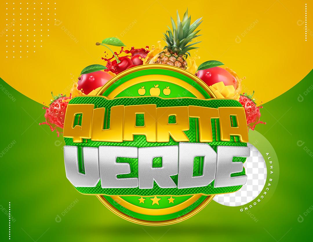 Quarta Verde Selo 3D Para Composição PSD