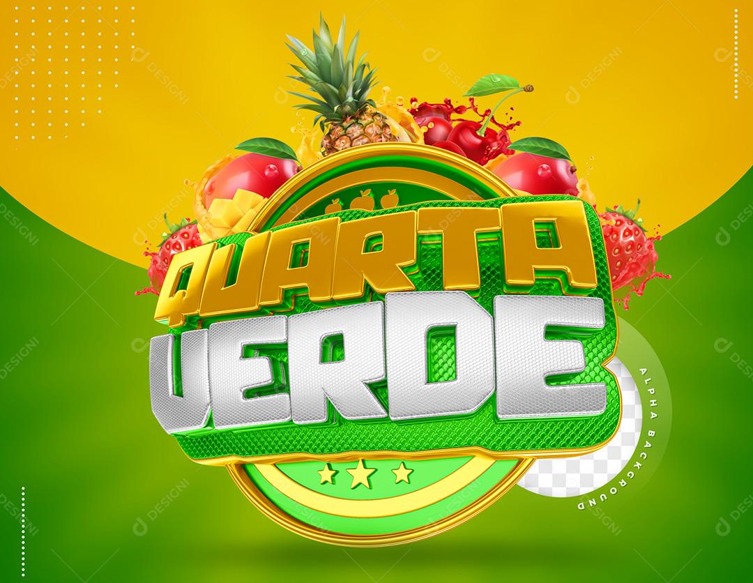 Quarta Verde Selo 3D Para Composição PSD