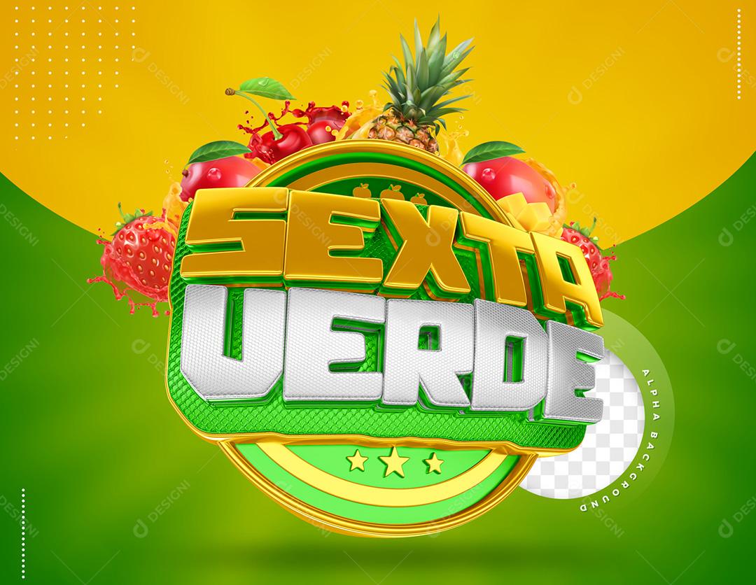 Sexta Verde Selo 3D Para Composição PSD