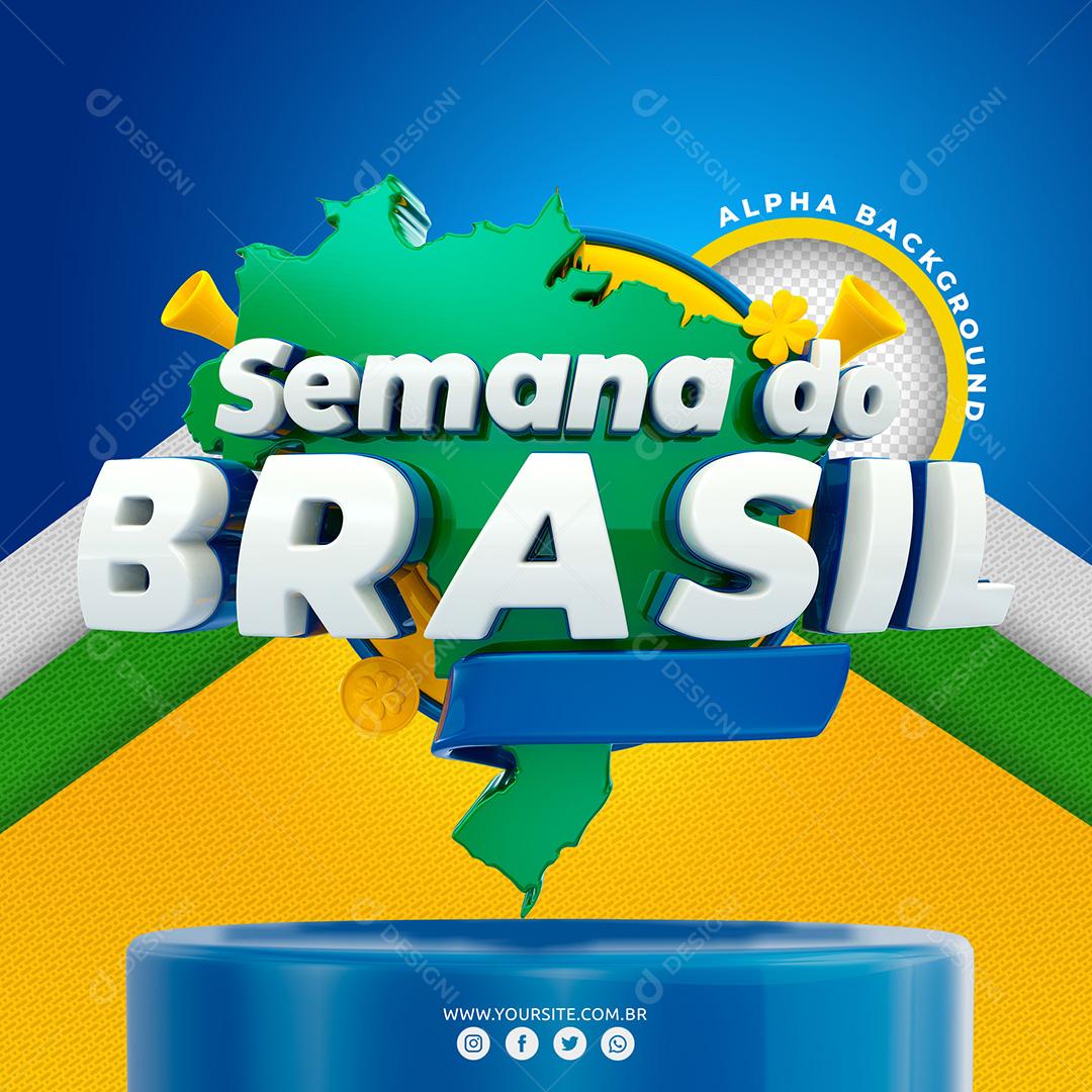 Semana do Brasil Selo 3D Para Composição PSD Editável