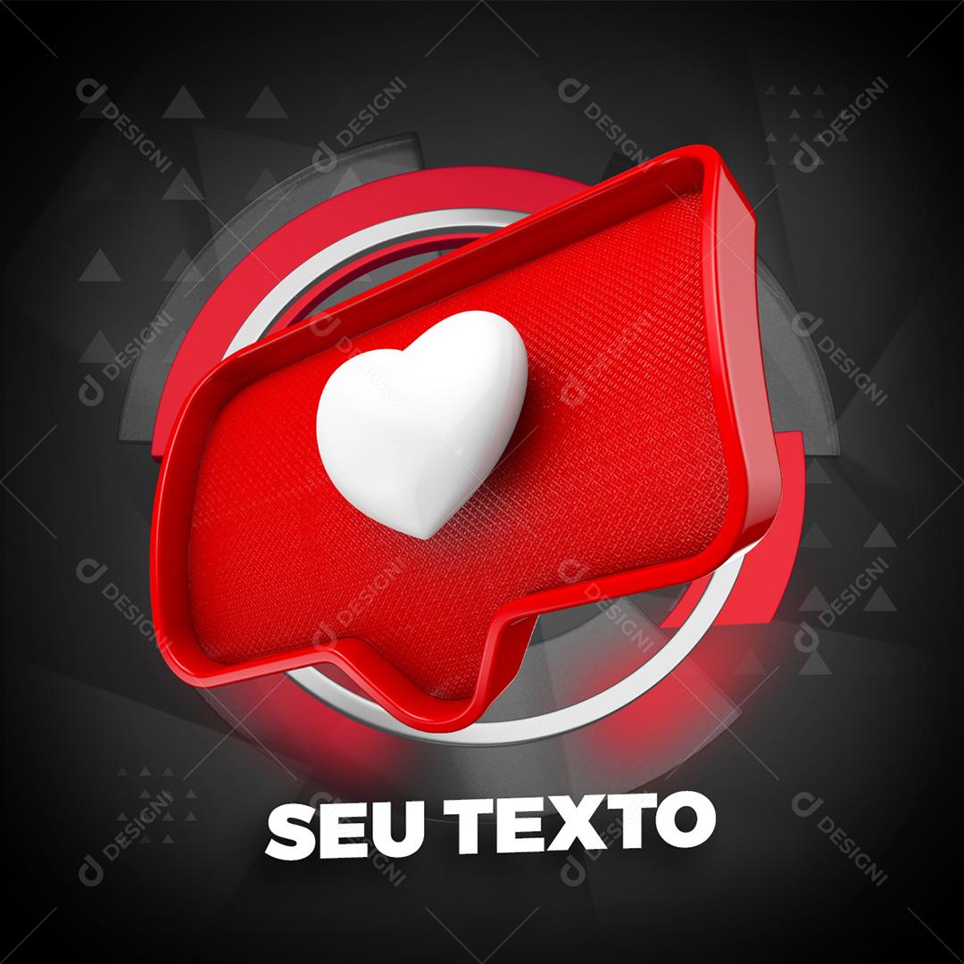 Like 3D Elemento Para Composição Instagram PSD Editável