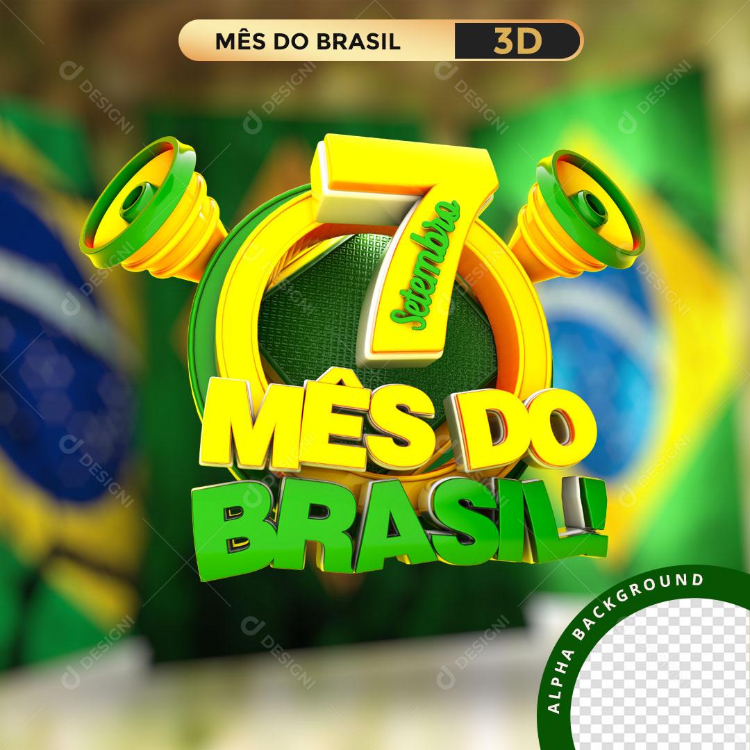 7 de Setembro Mês de Março Selo 3D PNG Transparente