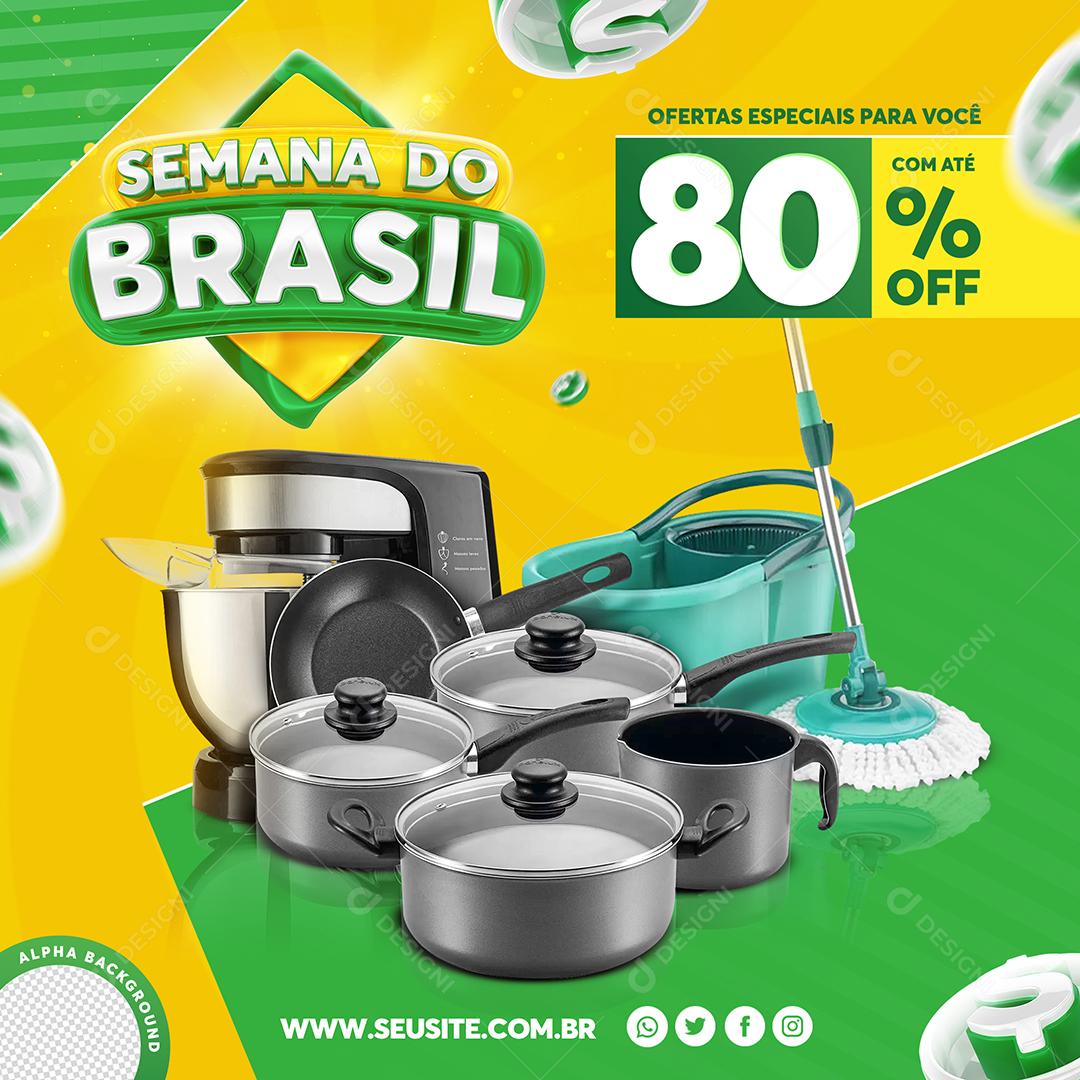 Post Feed Semana do Brasil Promoção Produtos Social Media PSD Editável