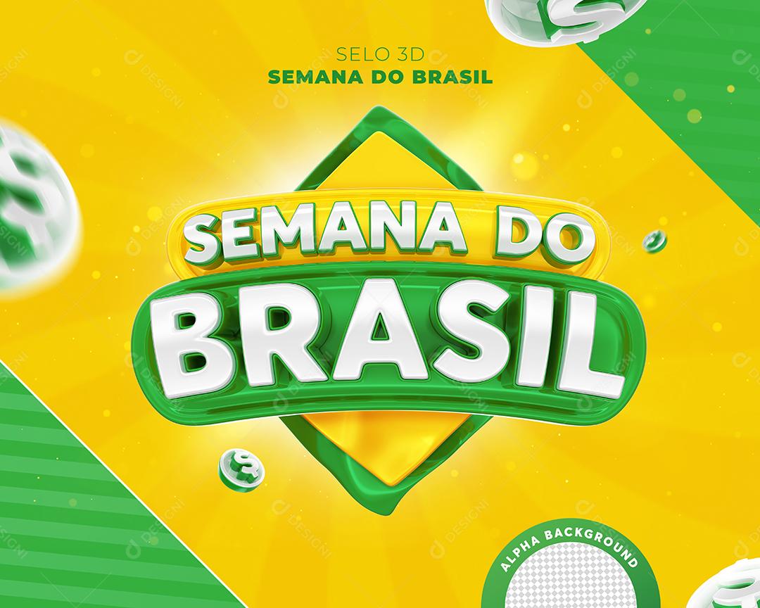 Semana do Brasil Selo 3D Para Composição PSD