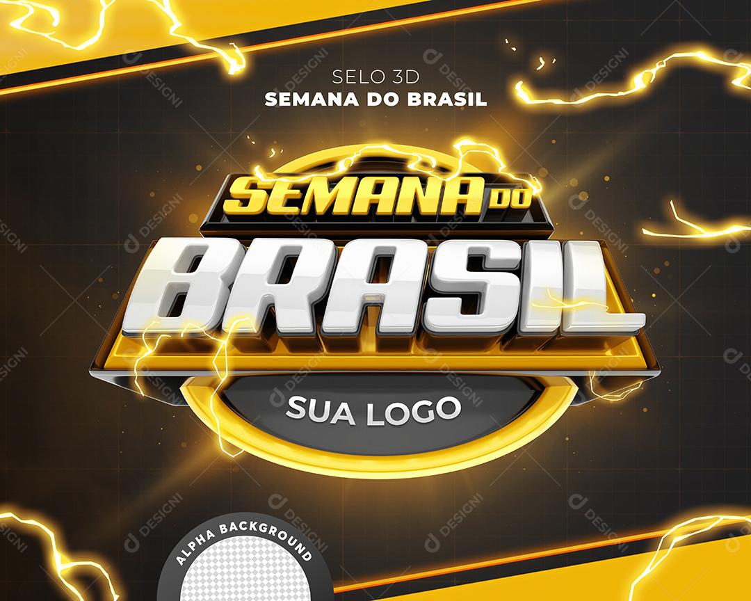 Semana do Brasil Selo 3D Para Composição PSD Editável