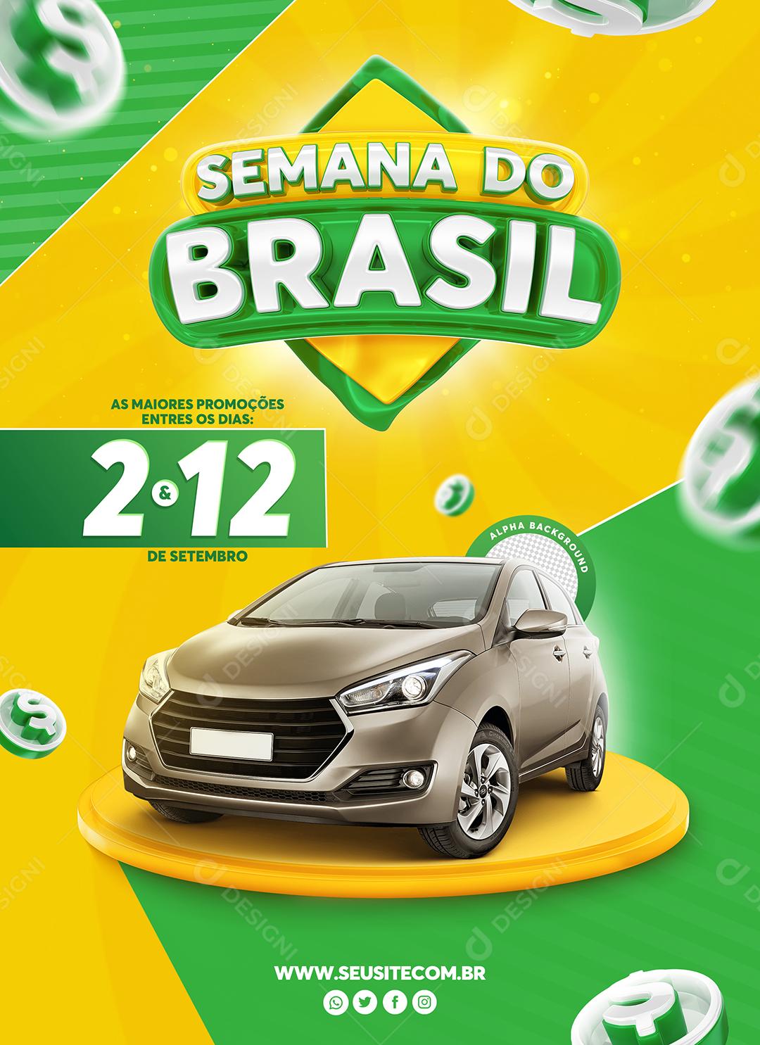 Post Story Concessionária Semana do Brasil Veicúlo Social Media PSD Editável