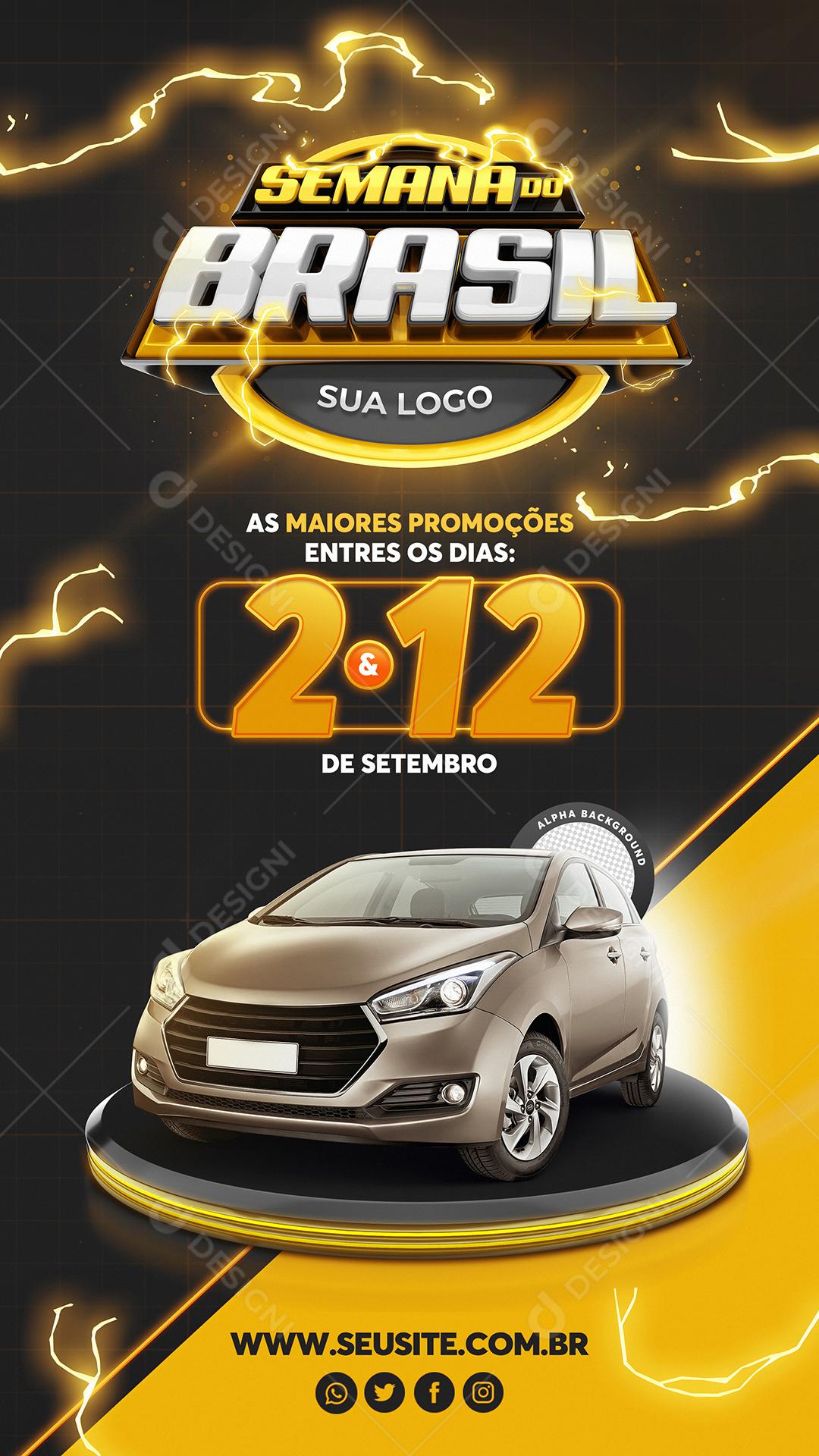 Post Story Concessionária Semana do Brasil Veicúlo Social Media PSD Editável