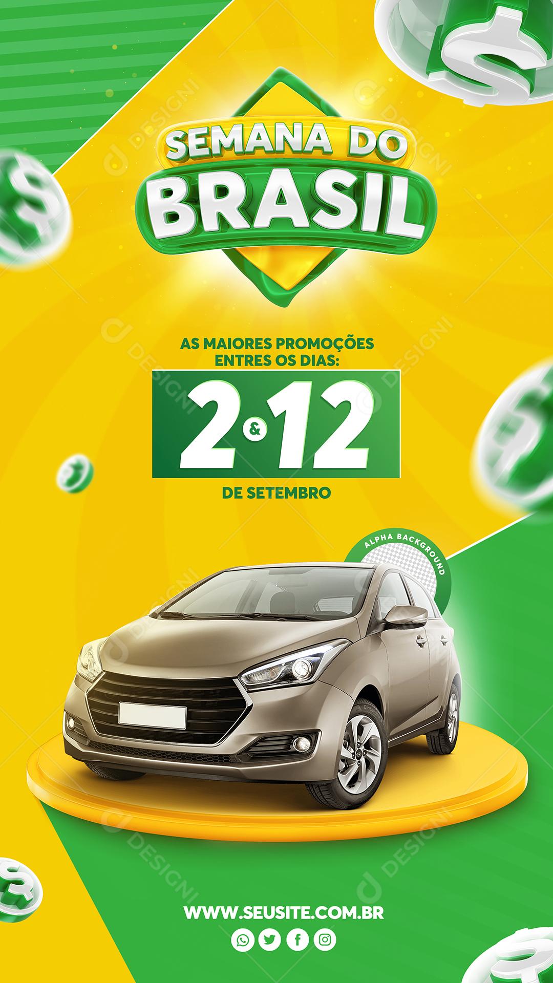 Post Story Concessionária Semana do Brasil Veicúlo Social Media PSD Editável