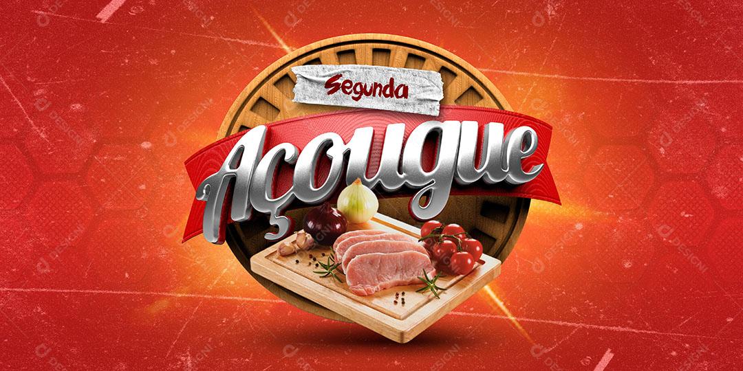 Segunda Açougue Selo 3D Para Composição PSD Editável