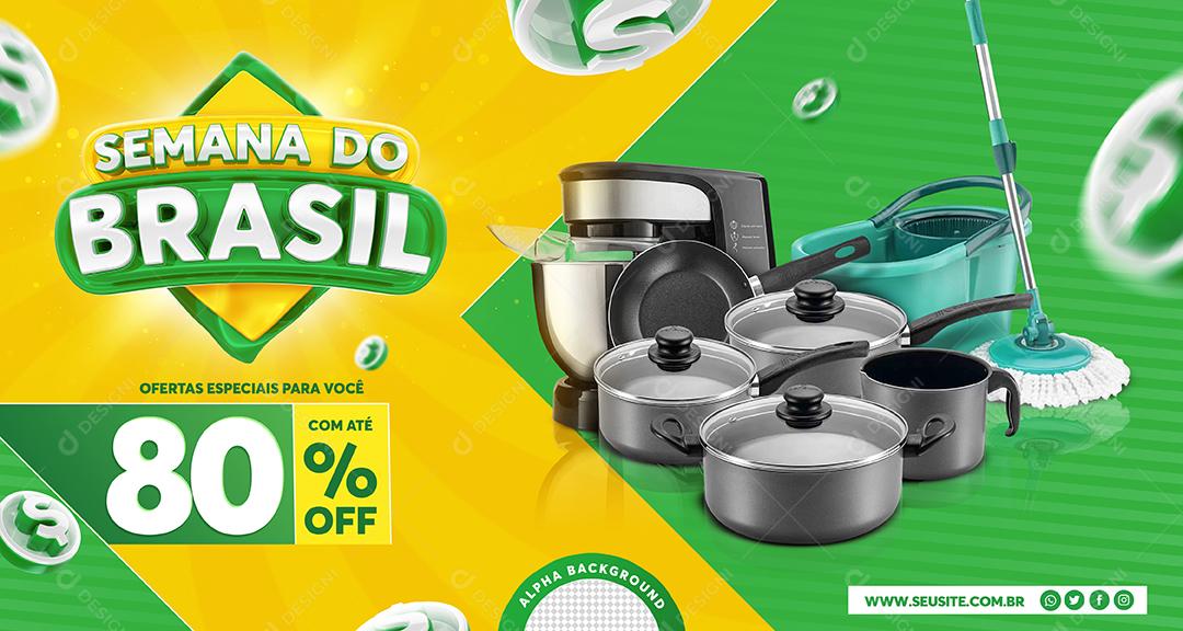 Post Feed Semana do Brasil Promoção Produtos Social Media PSD Editável