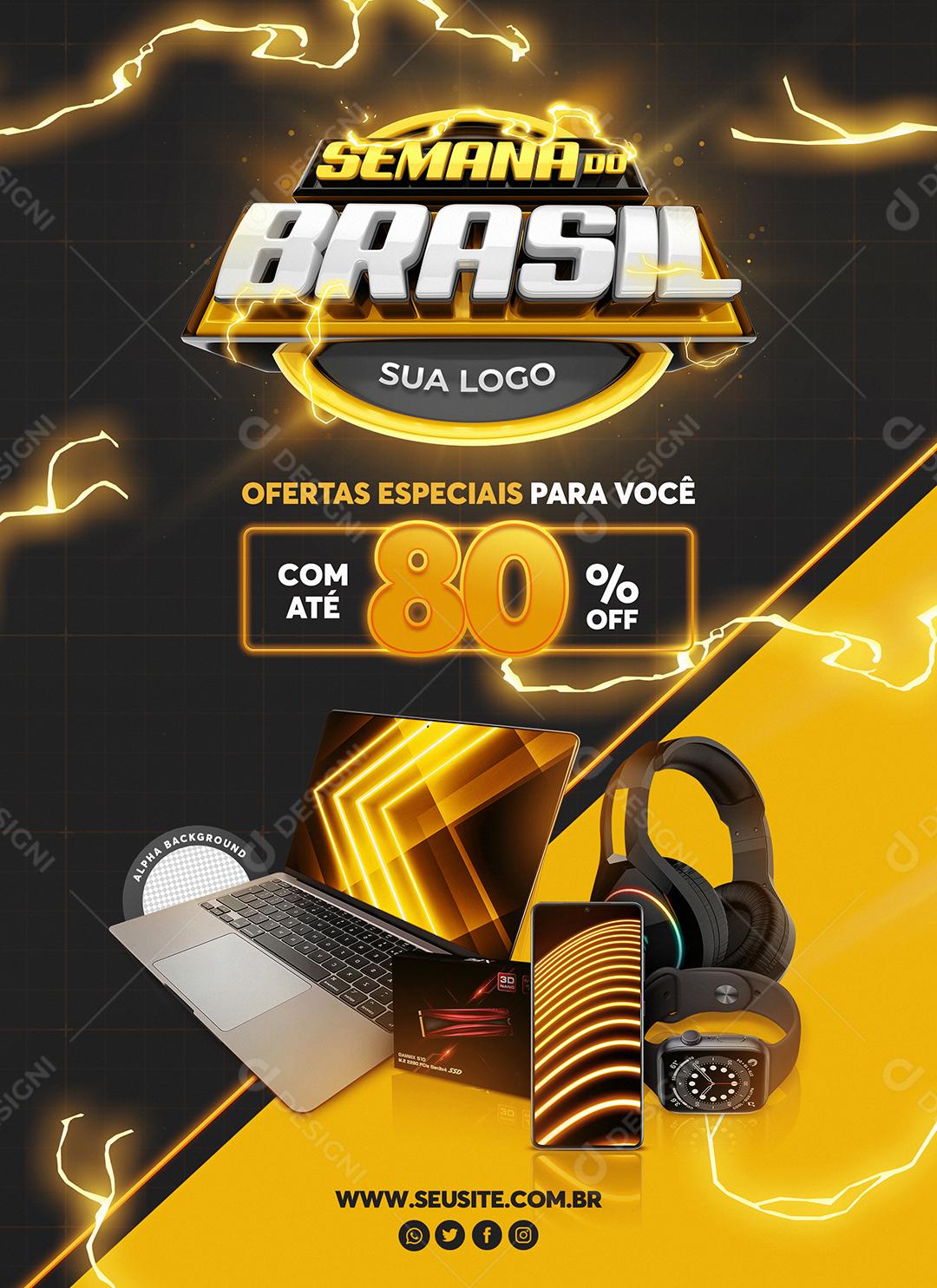 Post Loja Semana do Brasil Produtos Social Media PSD Editável