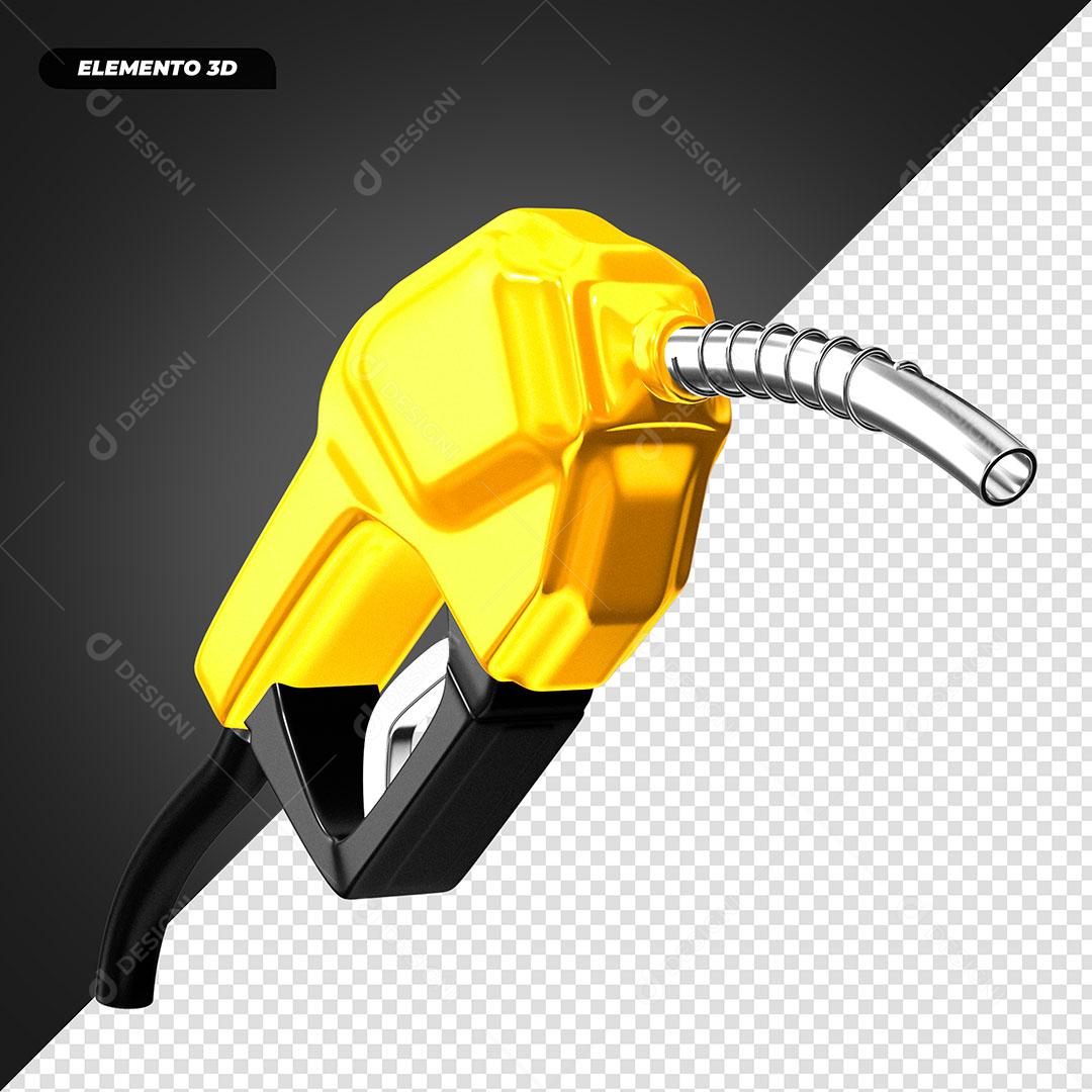 Bico de Abastecimento Amarelo Elemento 3D PNG Transparente Sem Fundo