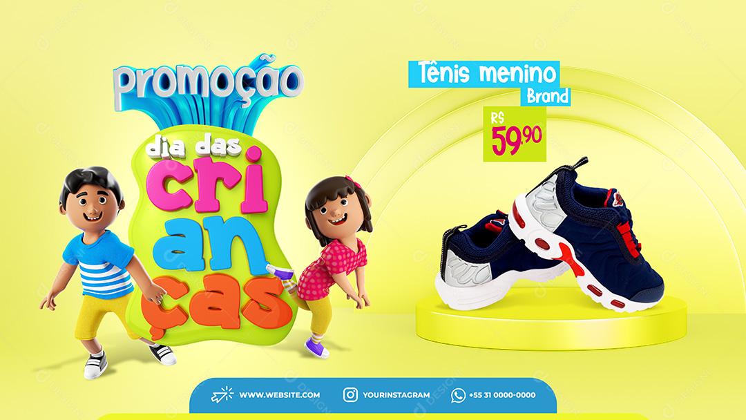 Promoção Dia Das Crianças Calçados Social Media PSD Editável
