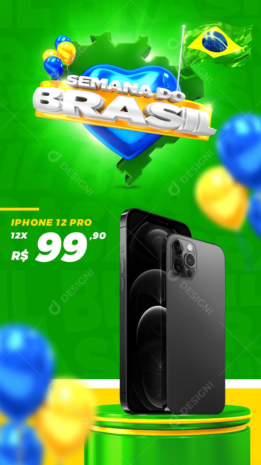 Post Story Semana do Brasil Produto Celular Social Media PSD Editável