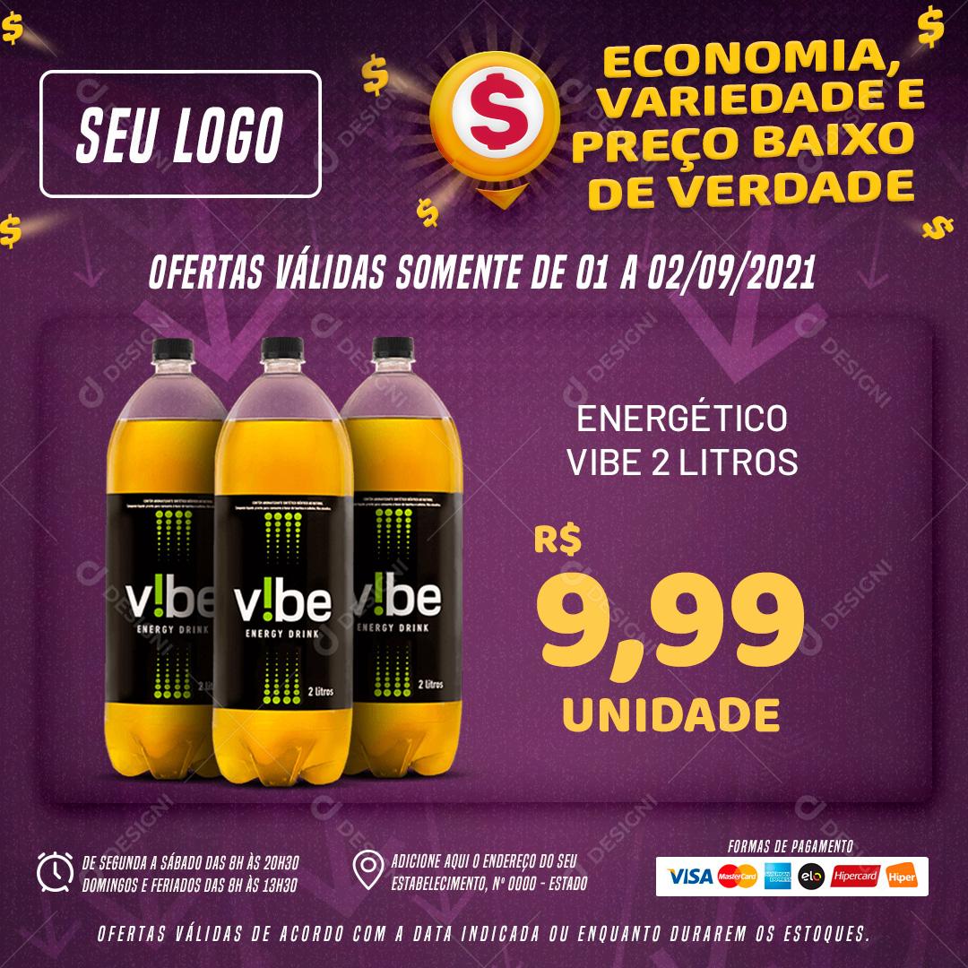 Post Feed Supermercado Economia Variedade e Preço Baixo Social Media PSD Editável