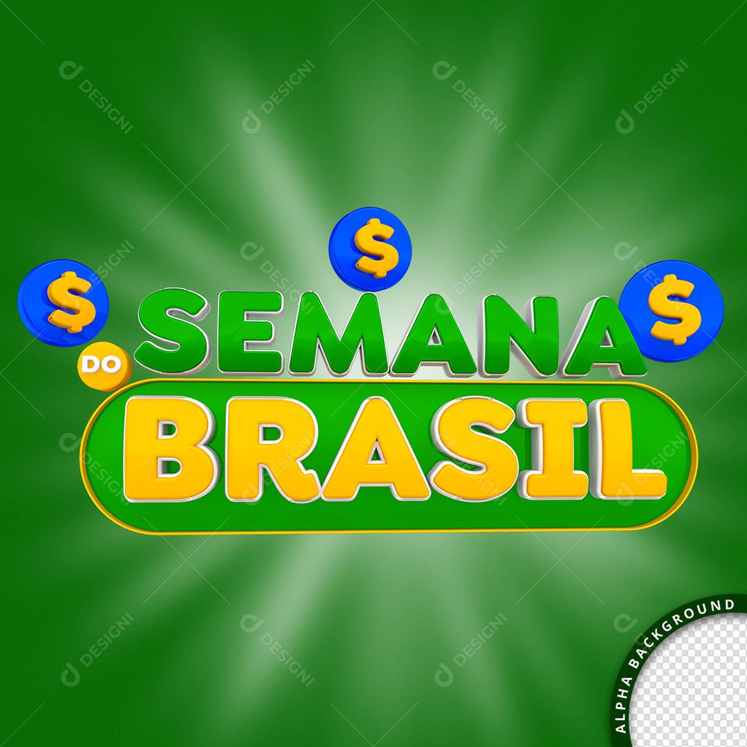 Semana do Brasil Selo 3D Para Composição PSD