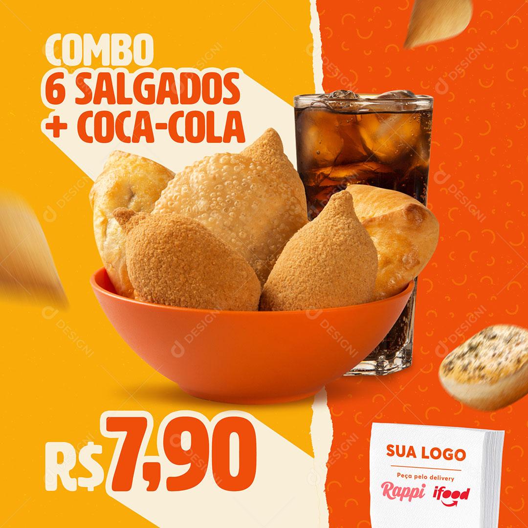 Combo 6 Salgados E Uma Coca Social Media PSD Editável