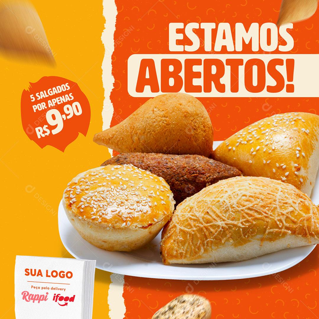 Estamos Abertos Venha Já Social Media PSD Editável