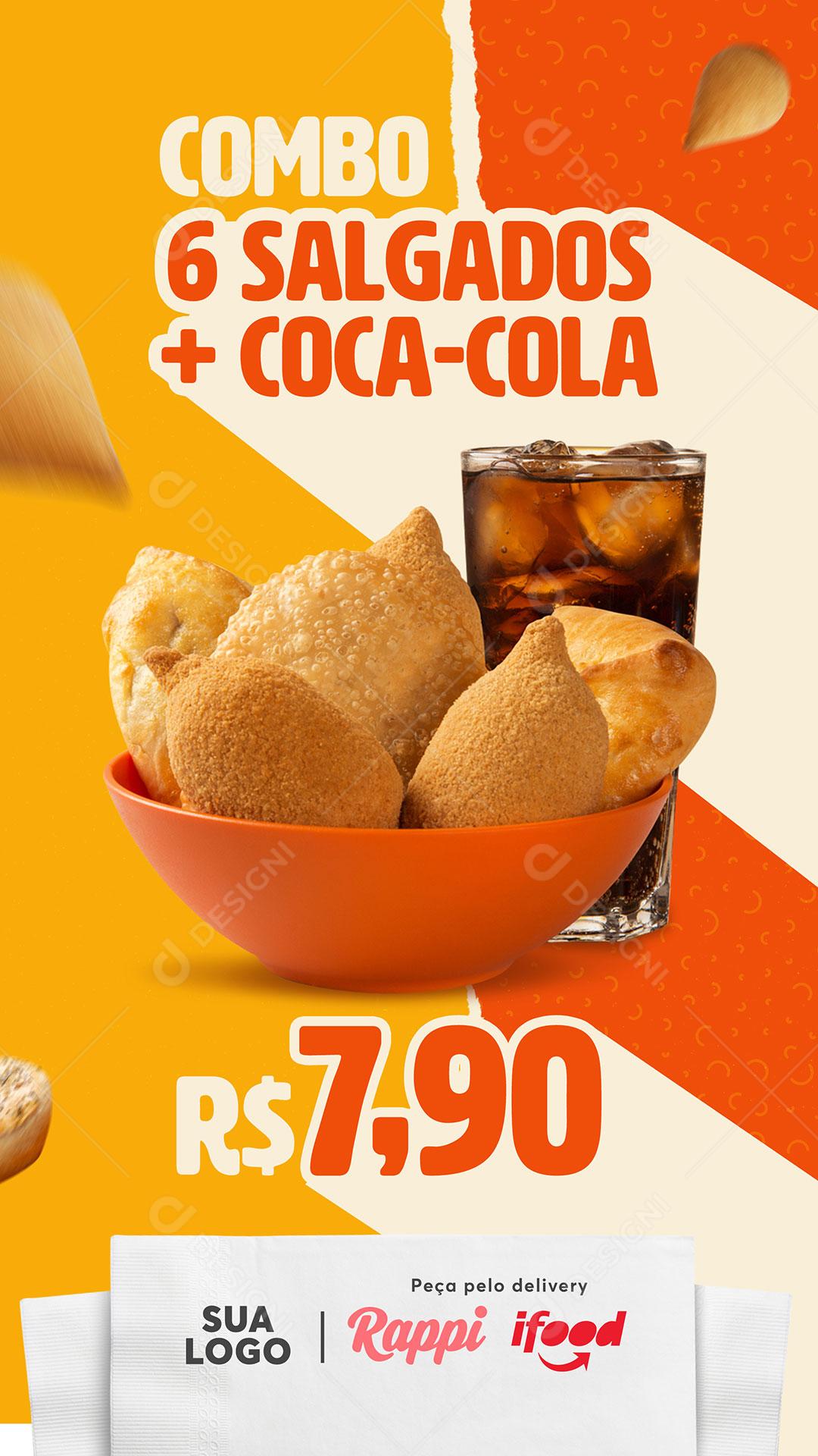 Story Combo 6 Salgados E Uma Coca Social Media PSD Editável