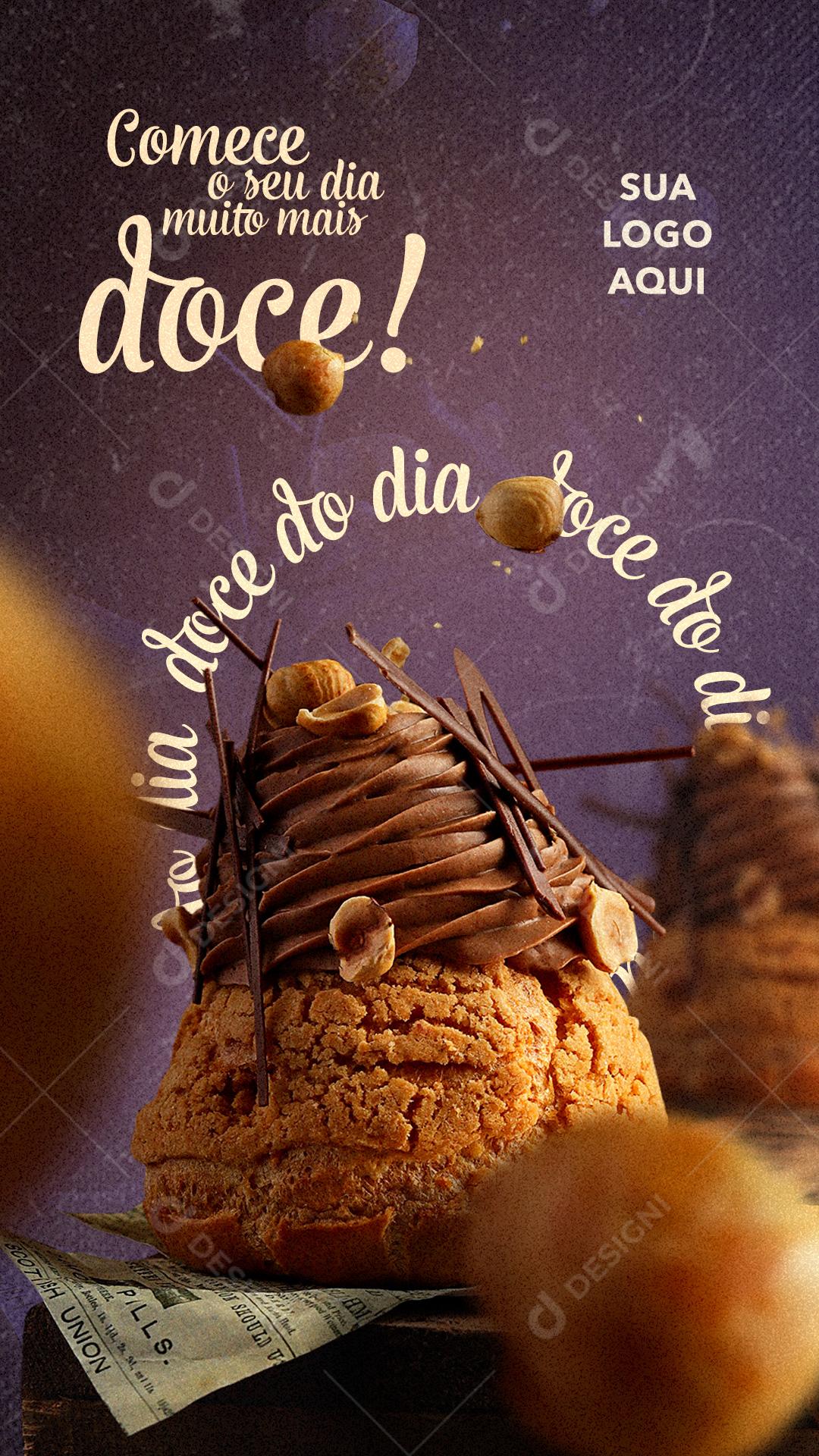 Seu Dia Mias Doce Padaria Stories Social Media PSD Editável