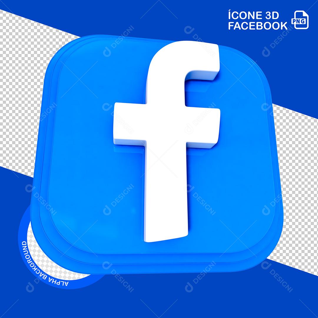 Ícone 3D Facebook para Composição PNG Transparente Sem Fundo