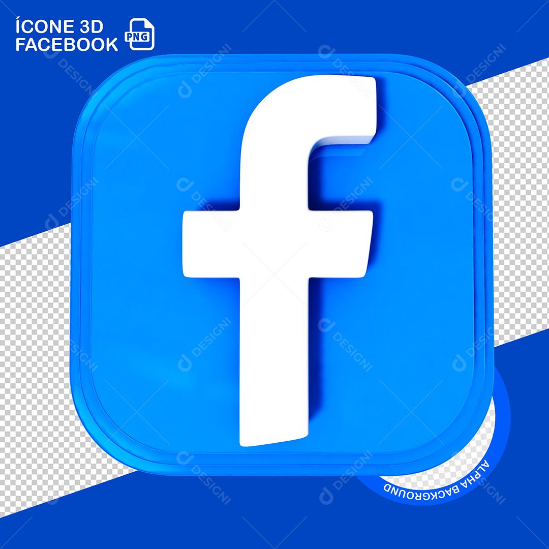 Ícone 3D Facebook para Composição PNG Transparente Sem Fundo