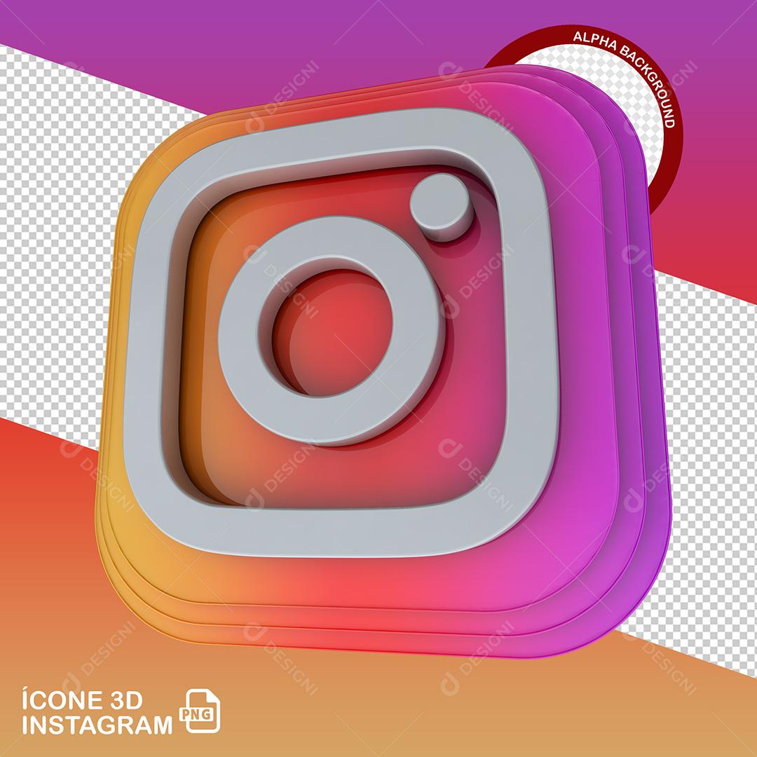 Ícone 3D Instagram para Composição PNG Transparente Sem Fundo