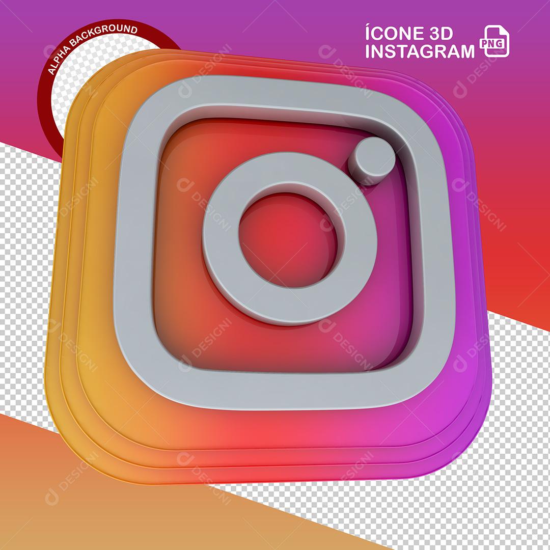 Ícone 3D Instagram para Composição PNG Transparente Sem Fundo