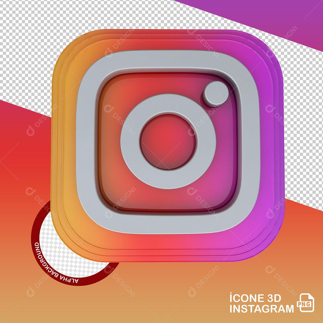 Ícone 3D Instagram para Composição PNG Transparente Sem Fundo