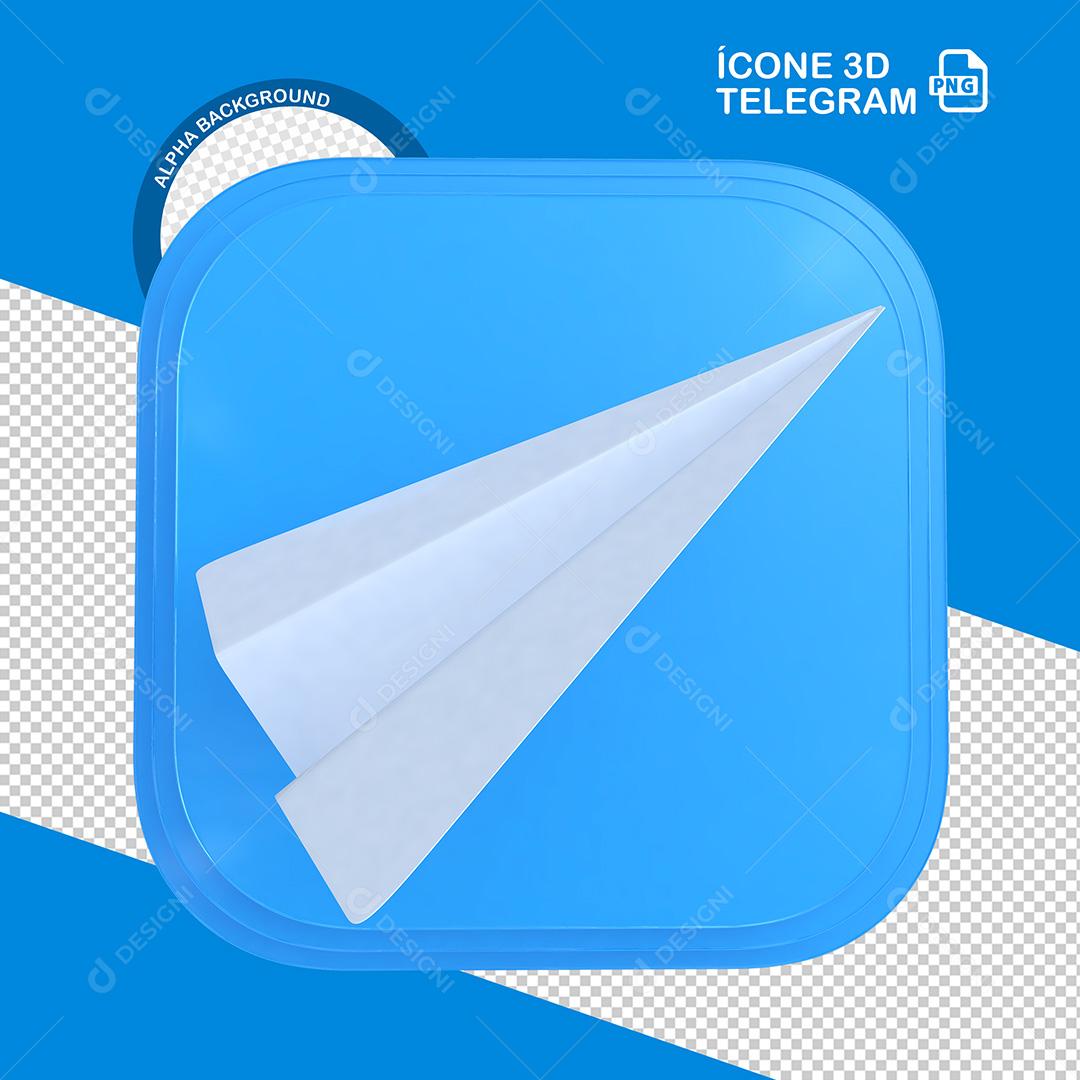 Ícone 3D Telegram para Composição PNG Transparente Sem Fundo