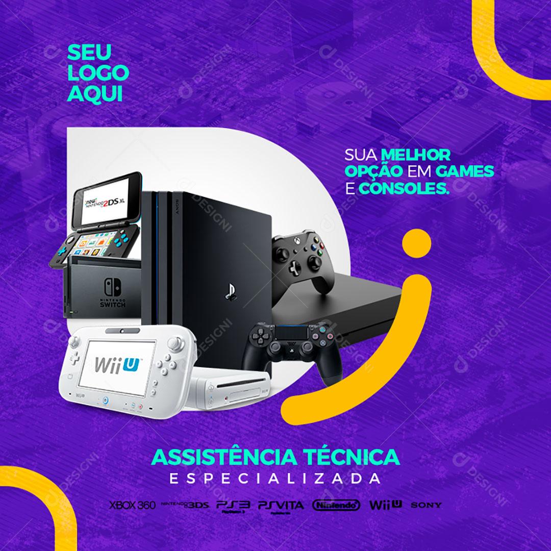 Post Feed Assistência Técnica Sua Melhor Opção em Gamer Social Media PSD Editável
