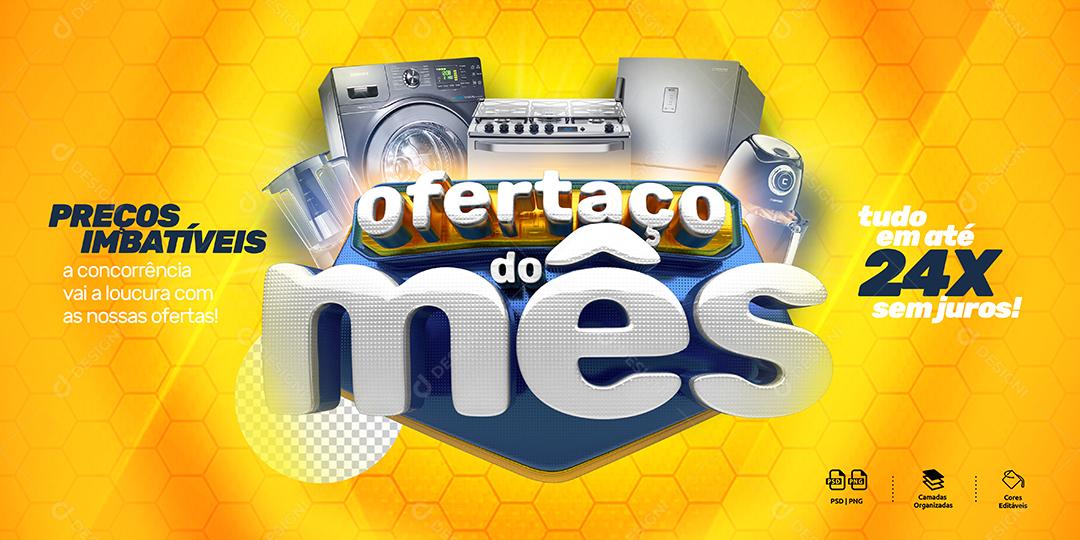 Post Banner Ofertaço do Mês Selo 3D Para Composição PSD Editável