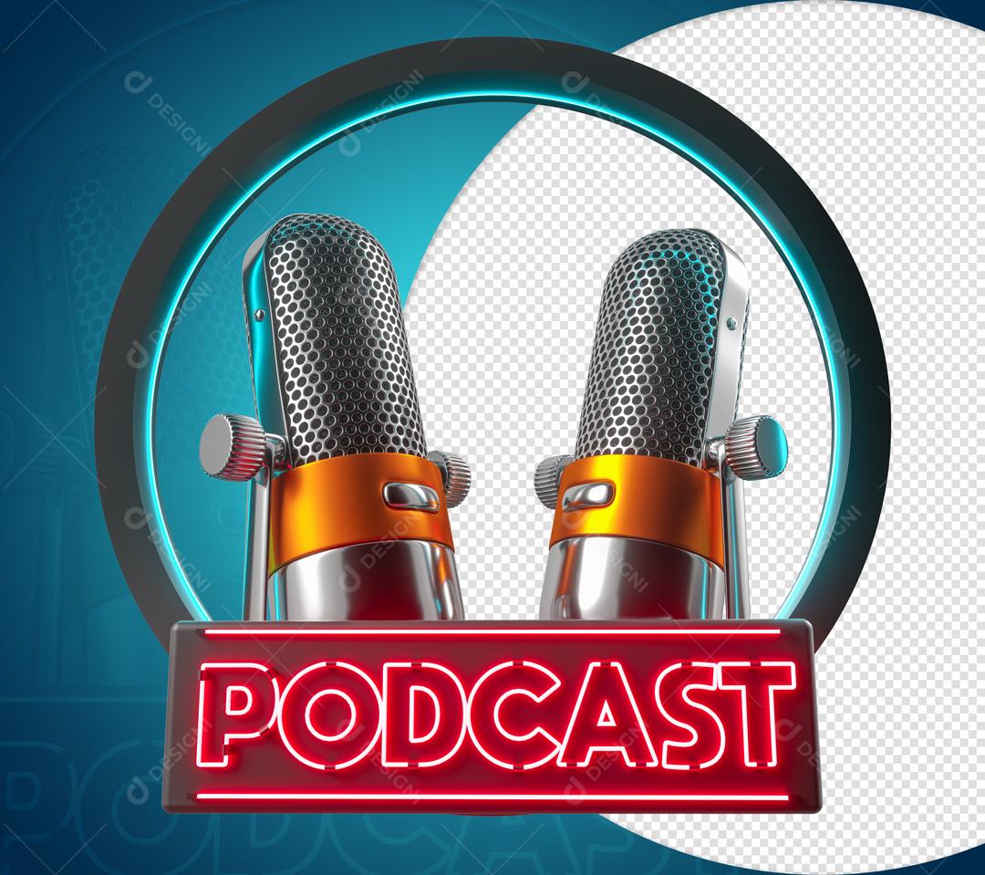 PodCast Youtube Selo 3D Para Composição PSD