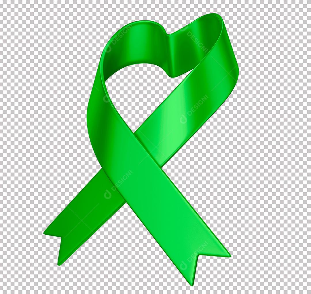 Elemento 3D Laço Verde em Formato de Coração PNG Transparente Sem Fundo