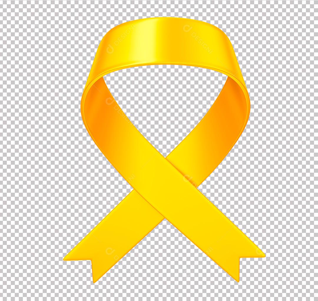 Elemento 3D Laço Amarelo PNG Transparente Sem Fundo