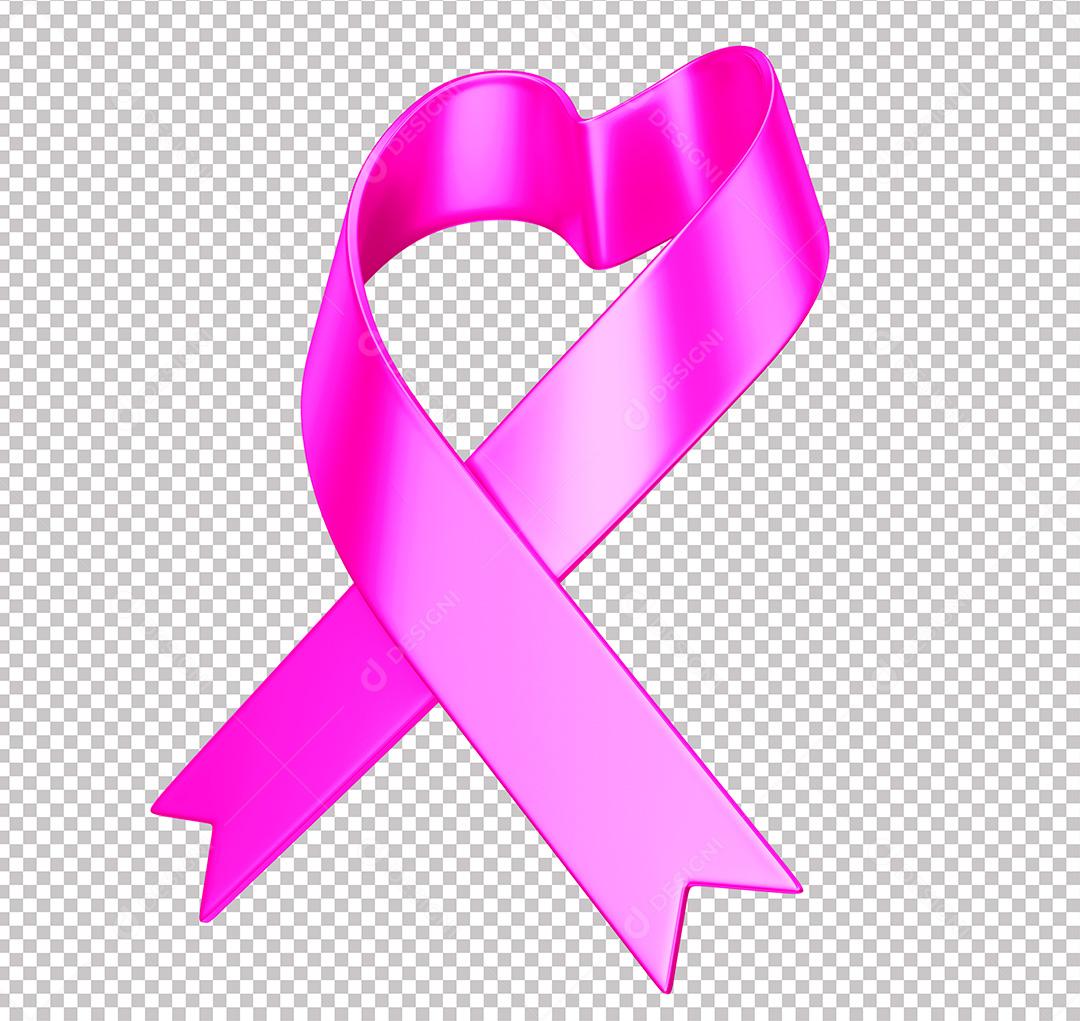 Elemento 3D Laço Rosa em Formato de Coração PNG Transparente Sem Fundo