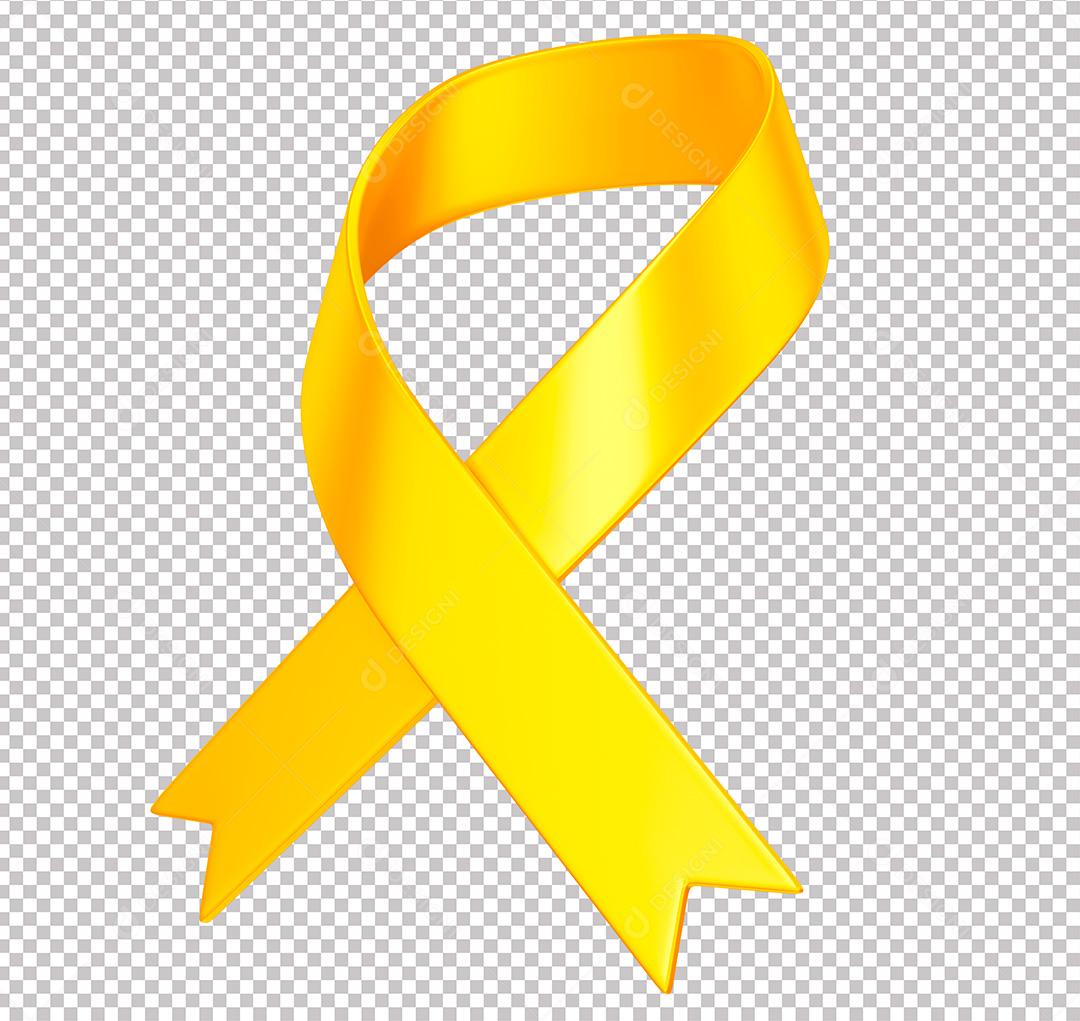 Elemento 3D Laço Amarelo PNG Transparente Sem Fundo