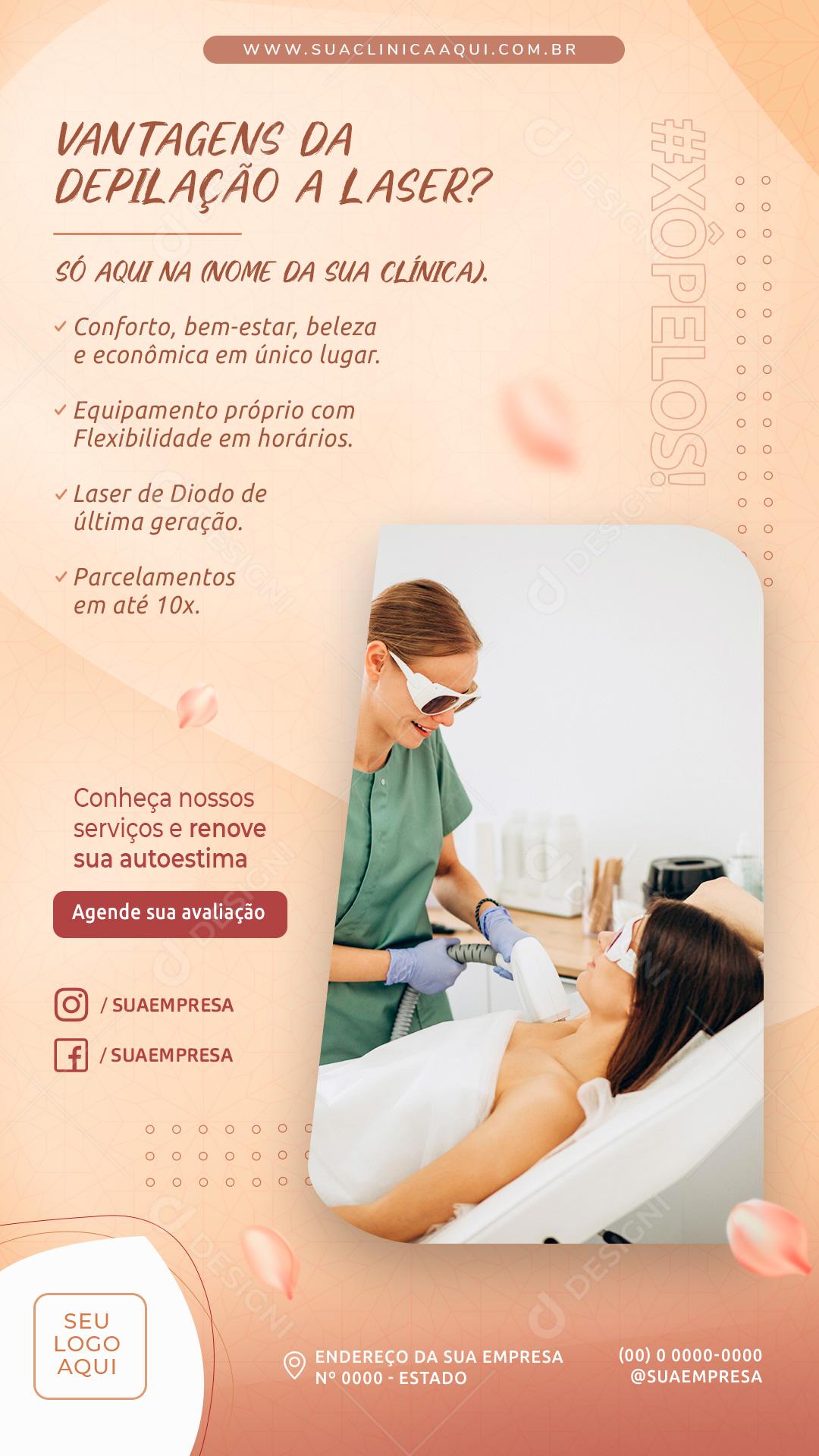 Vantagens Da Depilação A Laser Social Media PSD Editável